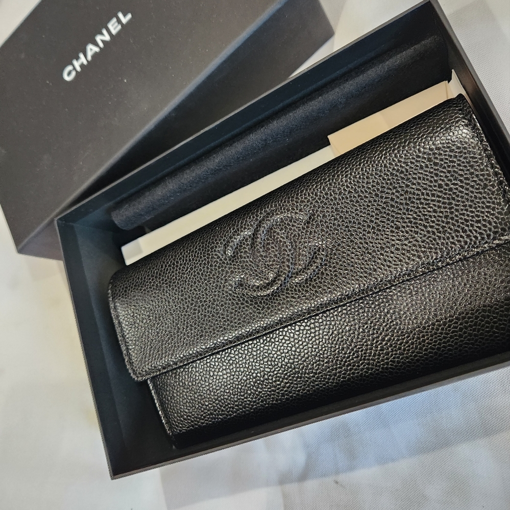 Chanel Caviar Black Long Wallet